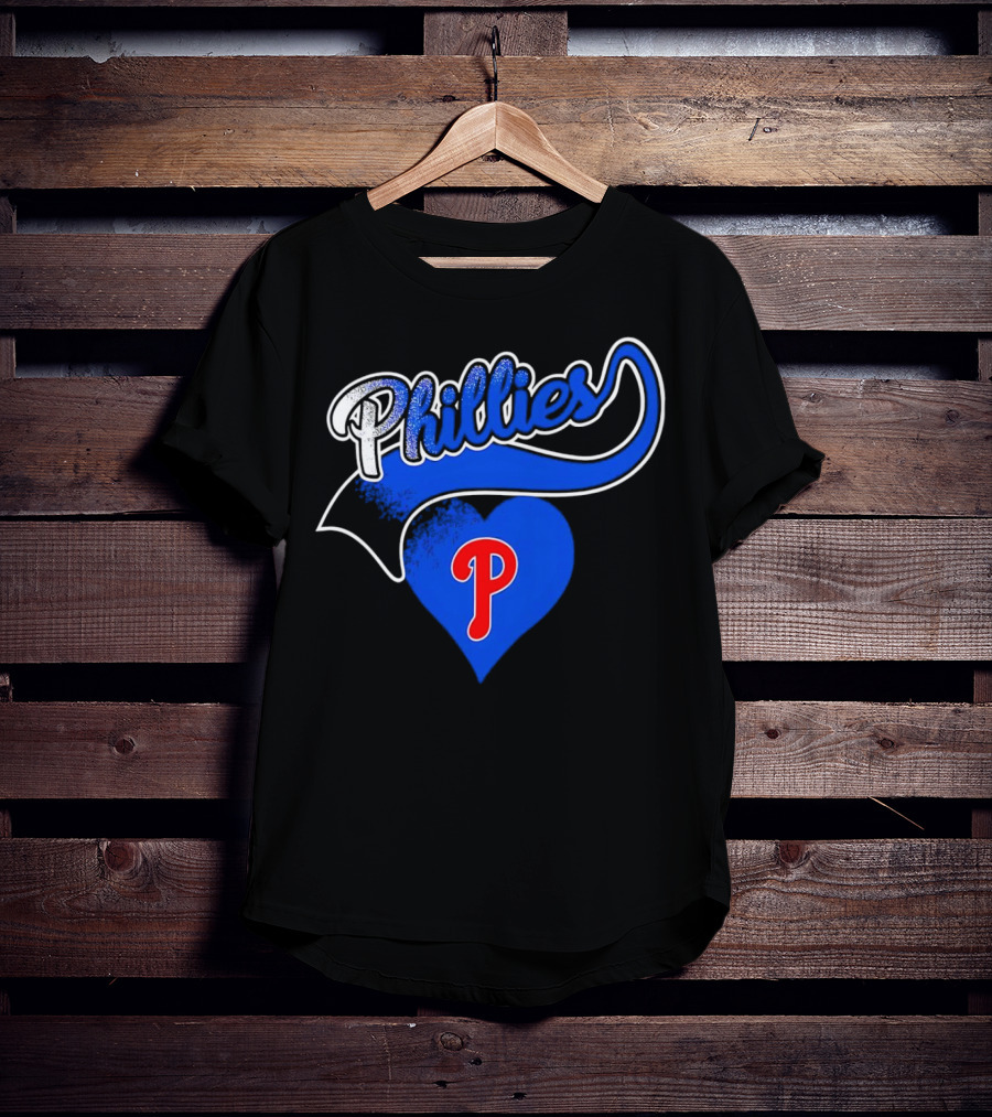 Phillies Heart Blue P Logo Baseball T-Shirt
