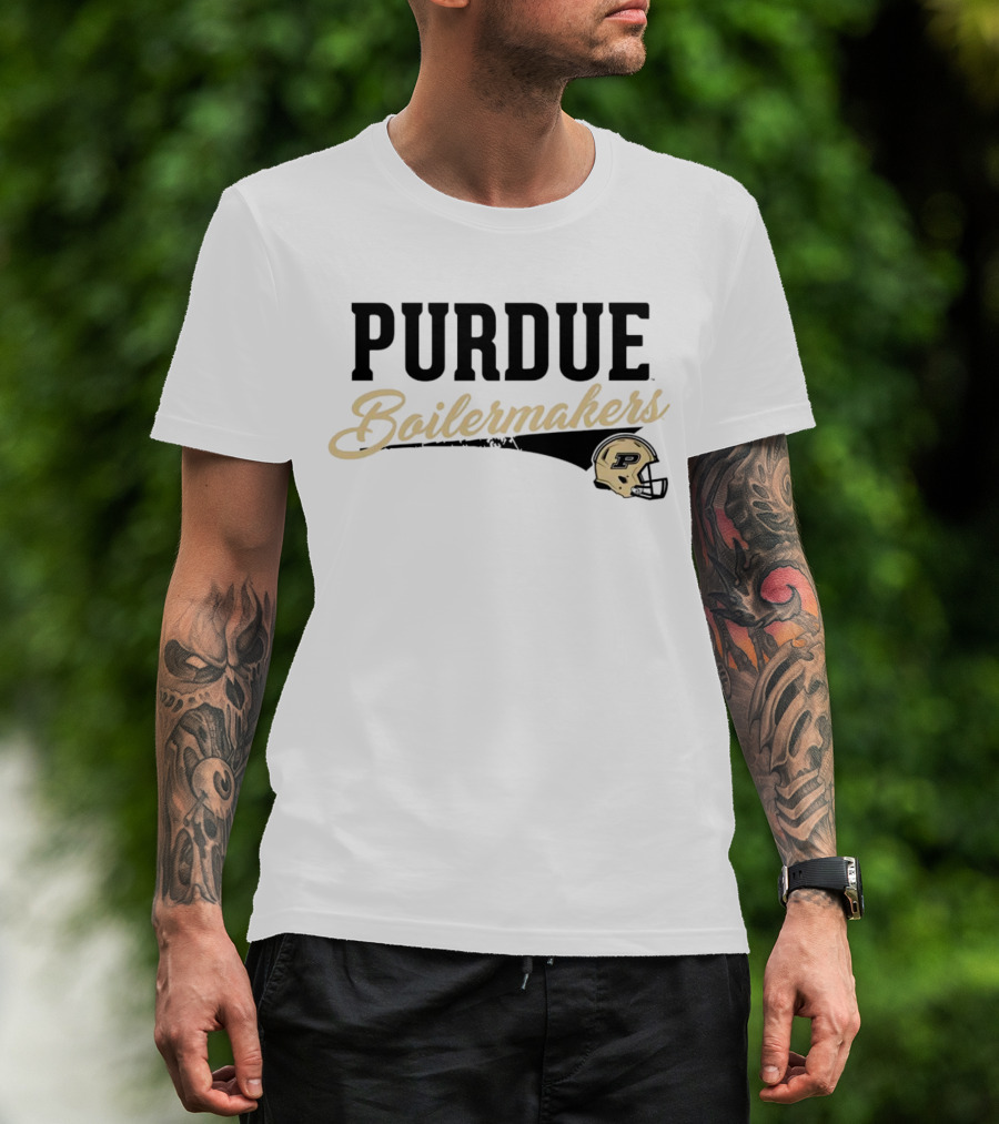 Purdue Boilermakers Script With Iconic Helmet T-Shirt