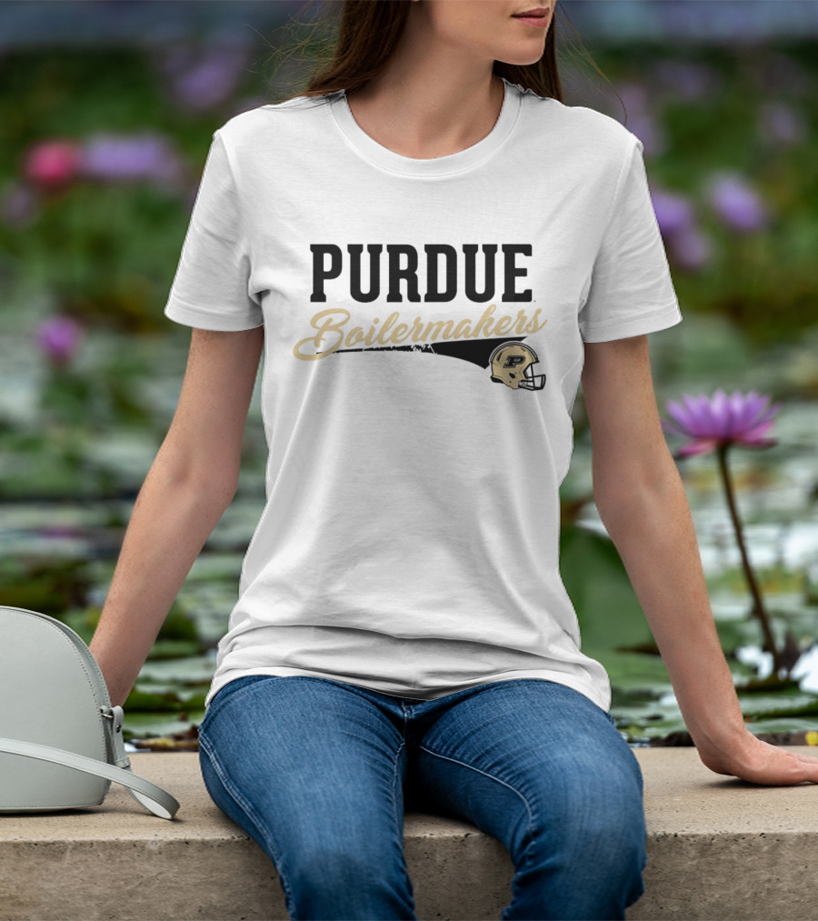 Purdue Boilermakers Script With Iconic Helmet T-Shirt