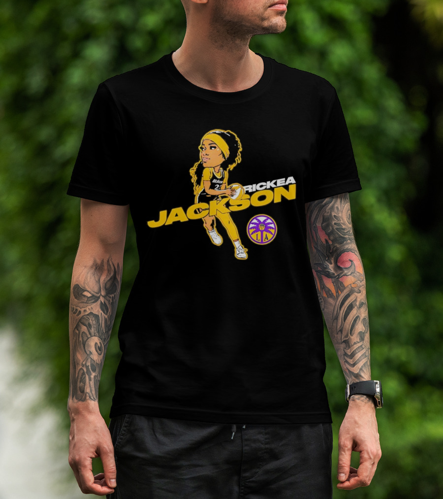 Rickea Jackson LA Basketball Player Icon In Yellow And Black T-Shirt