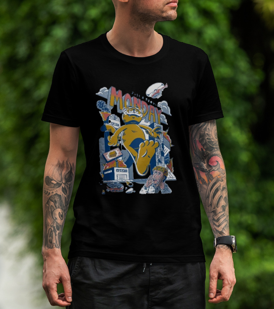 Just A Regular Monday Cat Destroy City Monster Chaos T-Shirt