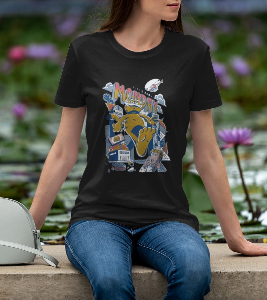 Just A Regular Monday Cat Destroy City Monster Chaos T-Shirt