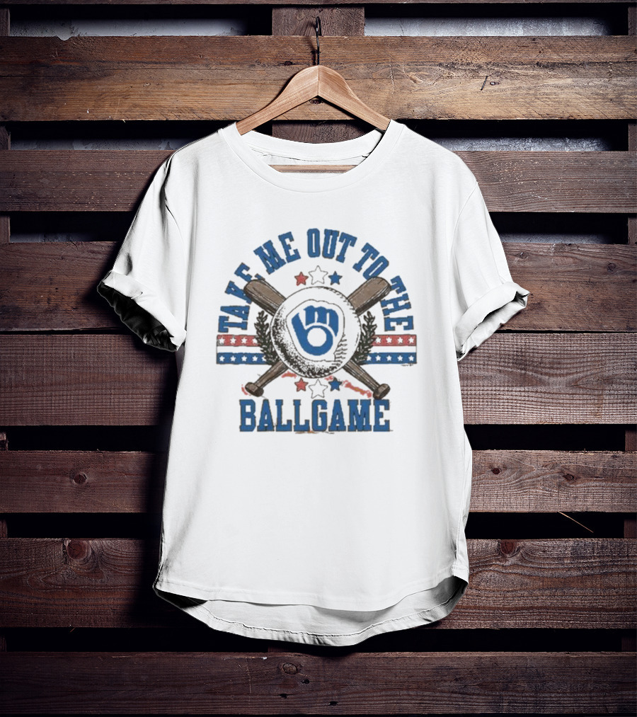 Milwaukee Brewers Take Me Out To The Ballgame Retro Baseball T-Shirt