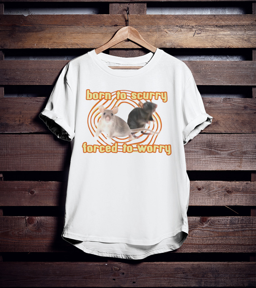 Born To Scurry Forced To Worry With Two Rats And Swirling Background T-Shirt