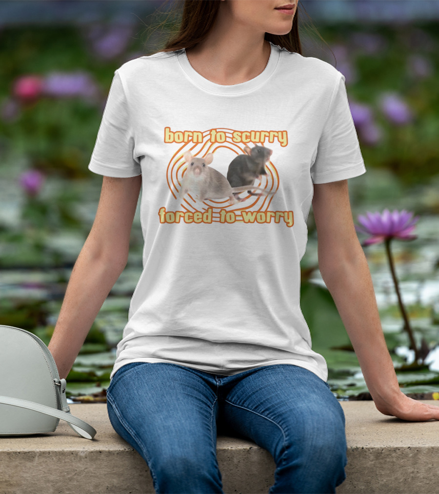 Born To Scurry Forced To Worry With Two Rats And Swirling Background T-Shirt