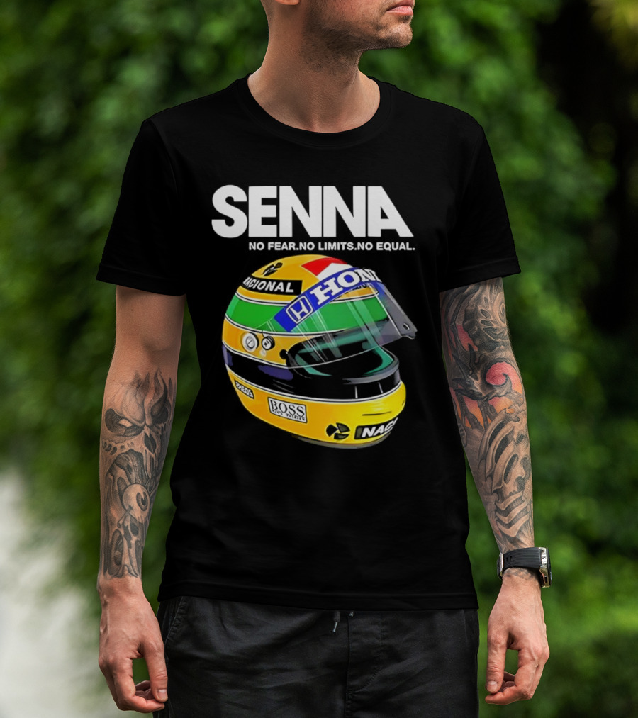 SENNA No Fear No Limits No Equal Honda Racing Helmet BOSS Nacional T-Shirt