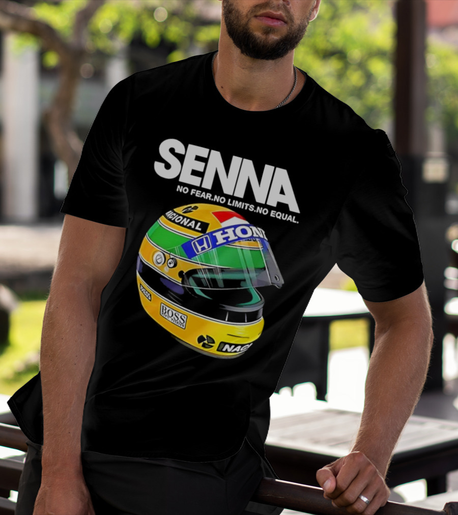 SENNA No Fear No Limits No Equal Honda Racing Helmet BOSS Nacional T-Shirt