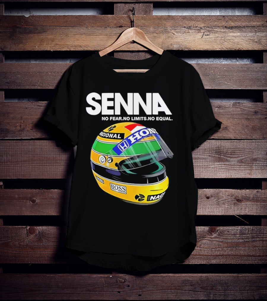 SENNA No Fear No Limits No Equal Honda Racing Helmet BOSS Nacional T-Shirt