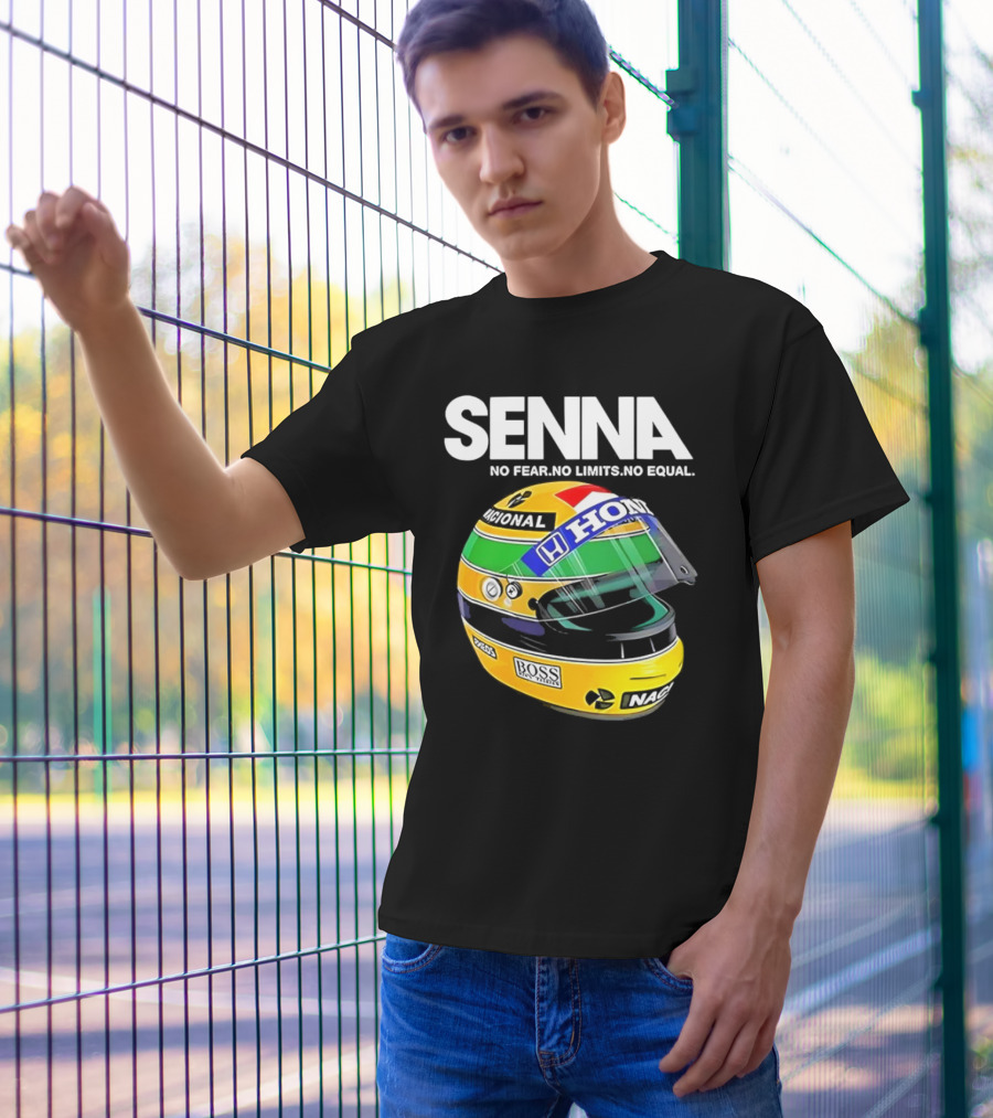 SENNA No Fear No Limits No Equal Honda Racing Helmet BOSS Nacional T-Shirt