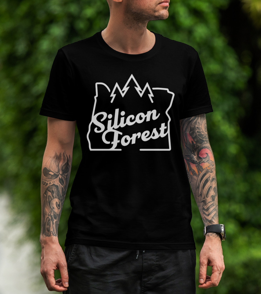 Silicon Forest Oregon State Outline With Trees T-Shirt