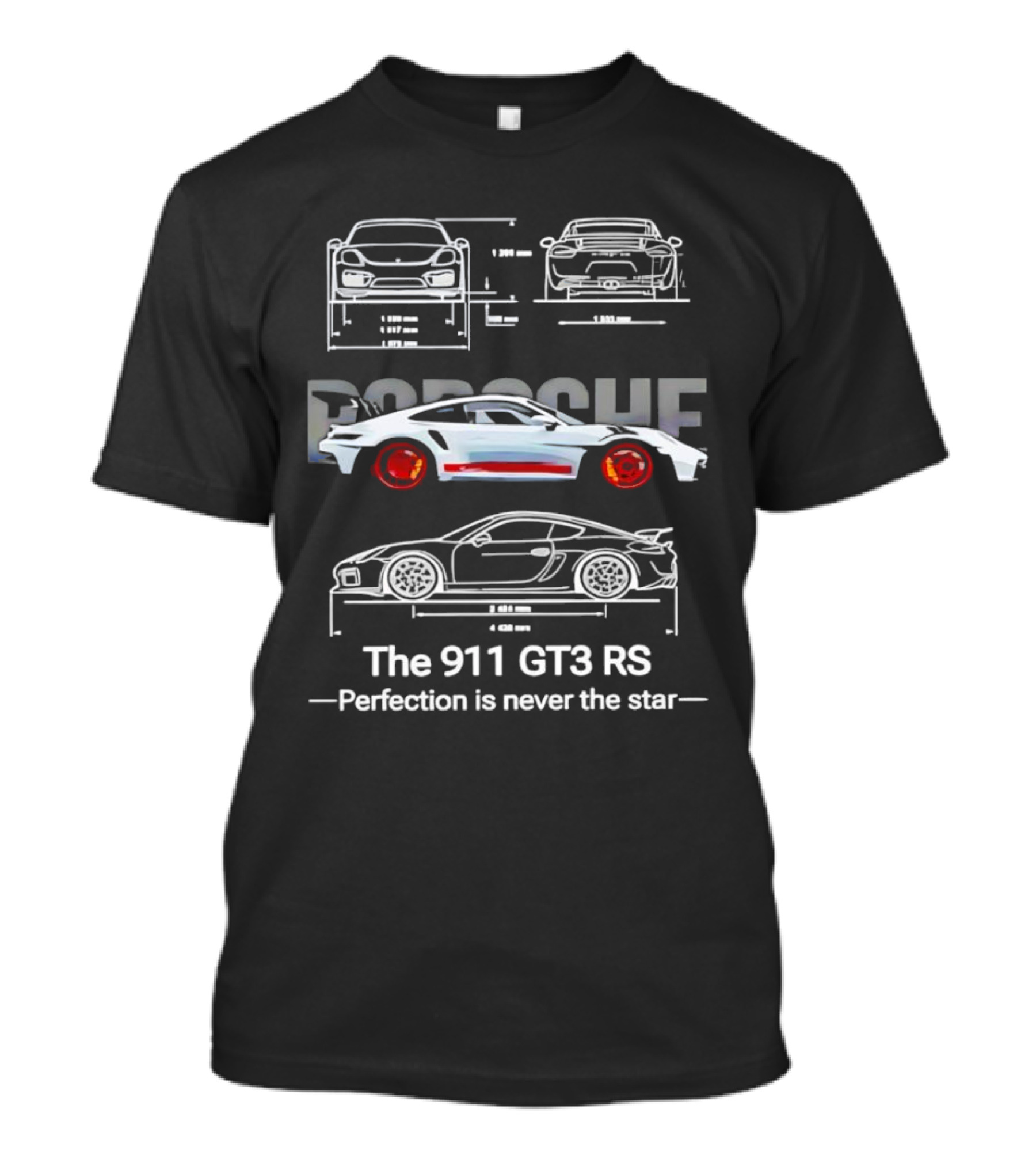 Porsche 911 GT3 RS Blueprint Perfection Never The Star T-Shirt
