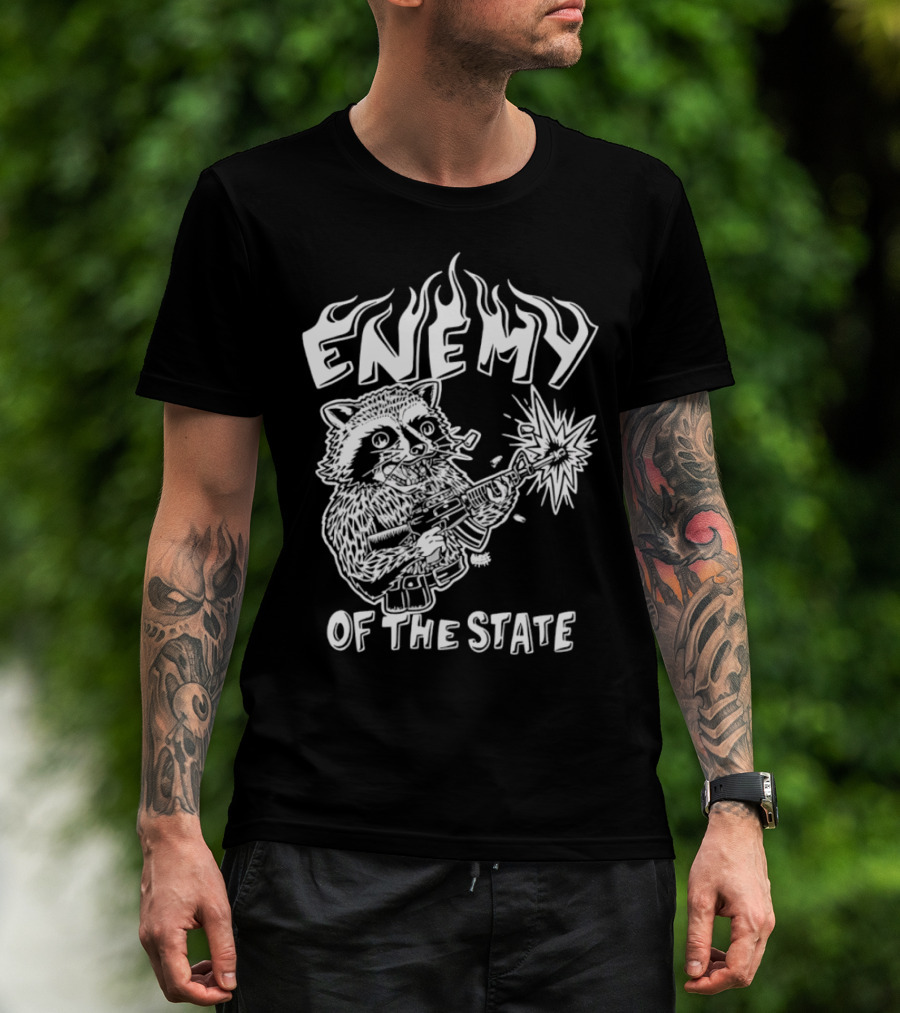 Enemy Of The State Raccoon With Gun Olafh Ace T-Shirt