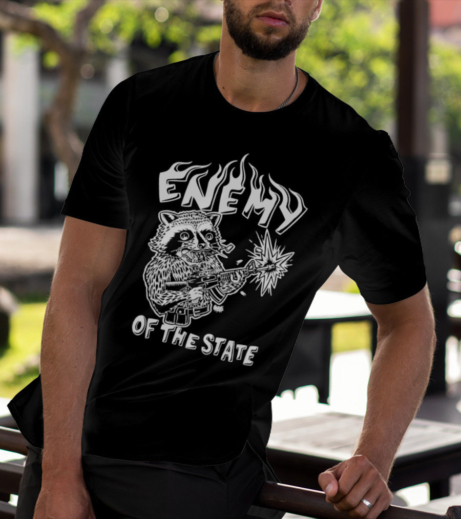 Enemy Of The State Raccoon With Gun Olafh Ace T-Shirt