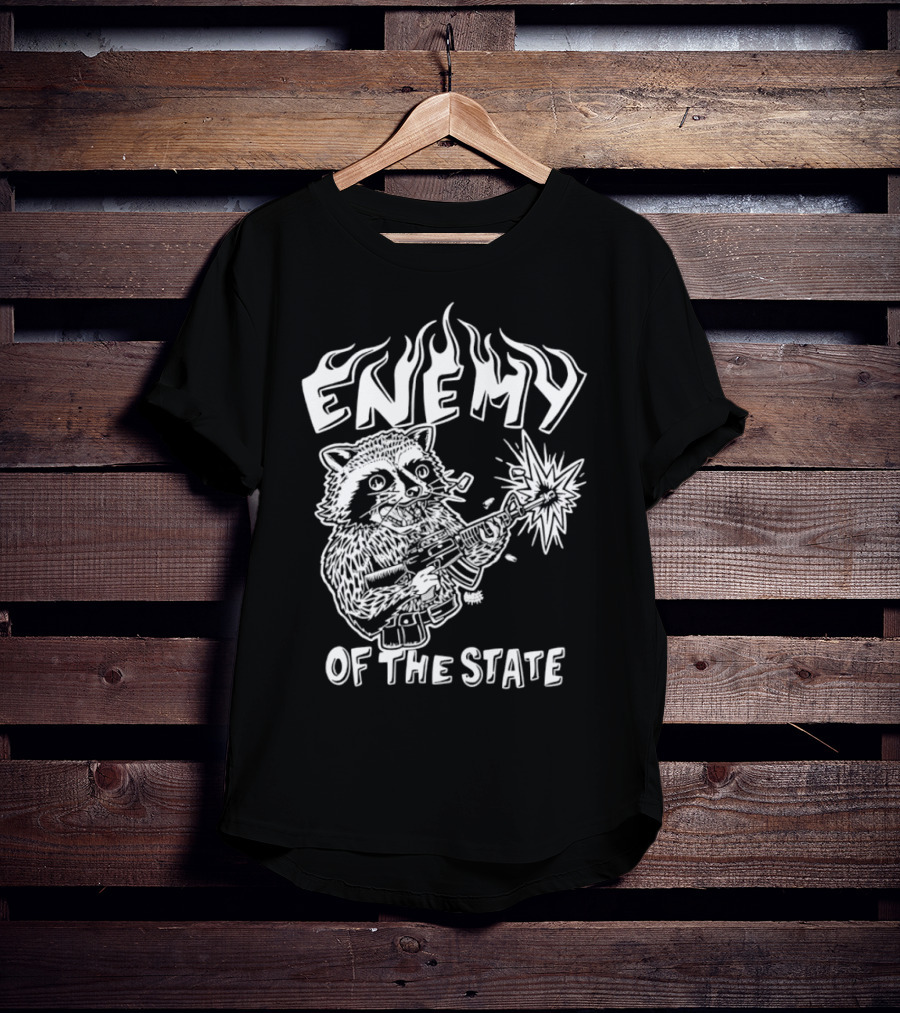 Enemy Of The State Raccoon With Gun Olafh Ace T-Shirt