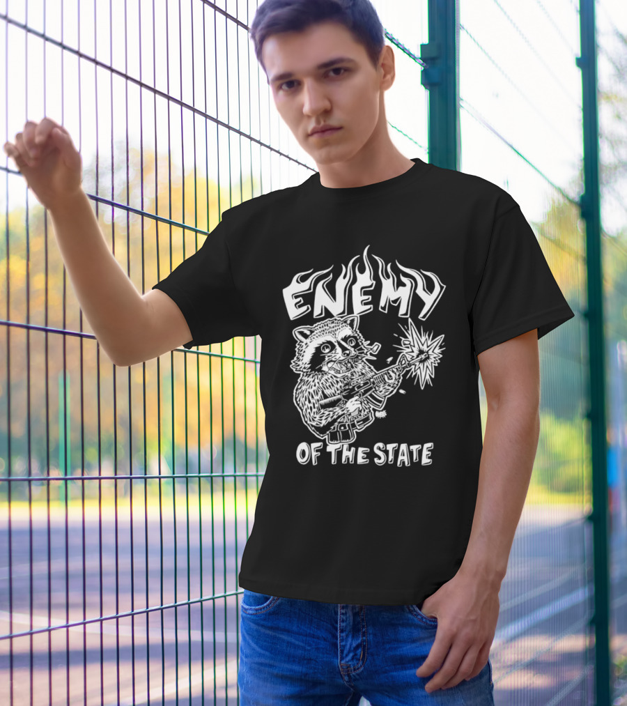 Enemy Of The State Raccoon With Gun Olafh Ace T-Shirt