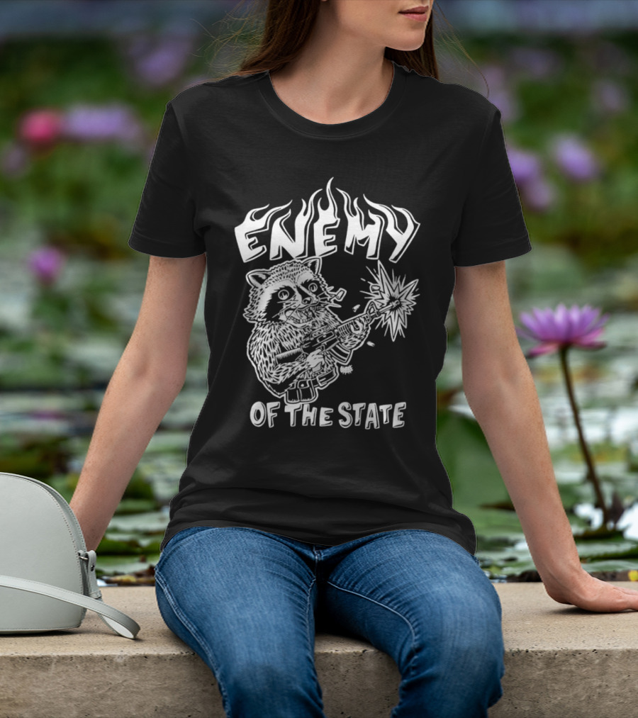 Enemy Of The State Raccoon With Gun Olafh Ace T-Shirt