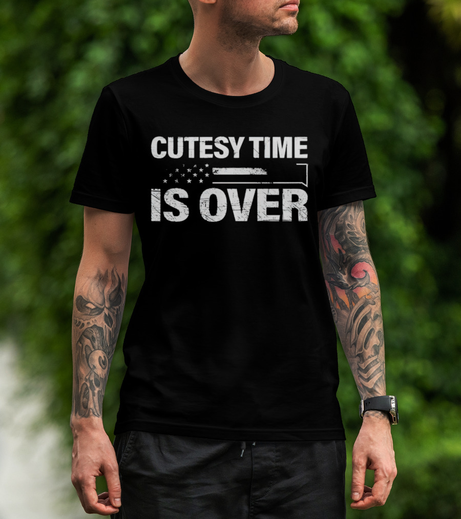 Cutesy Time Is Over American Flag Rifle T-Shirt
