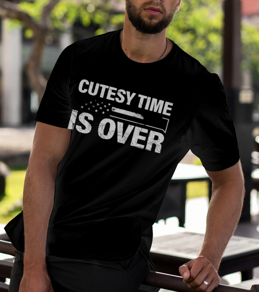 Cutesy Time Is Over American Flag Rifle T-Shirt