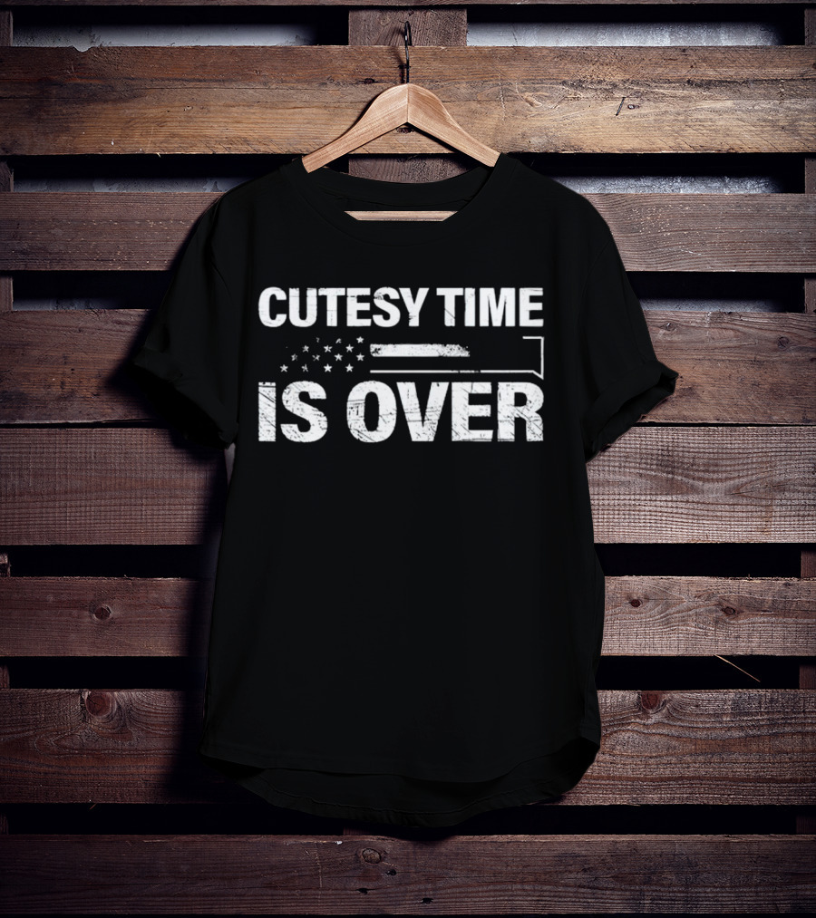 Cutesy Time Is Over American Flag Rifle T-Shirt