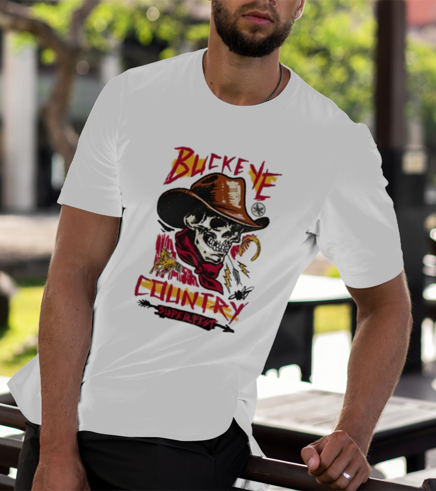 Buckeye Country Superfest Skeleton Cowboy With Horse And Lasso T-Shirt