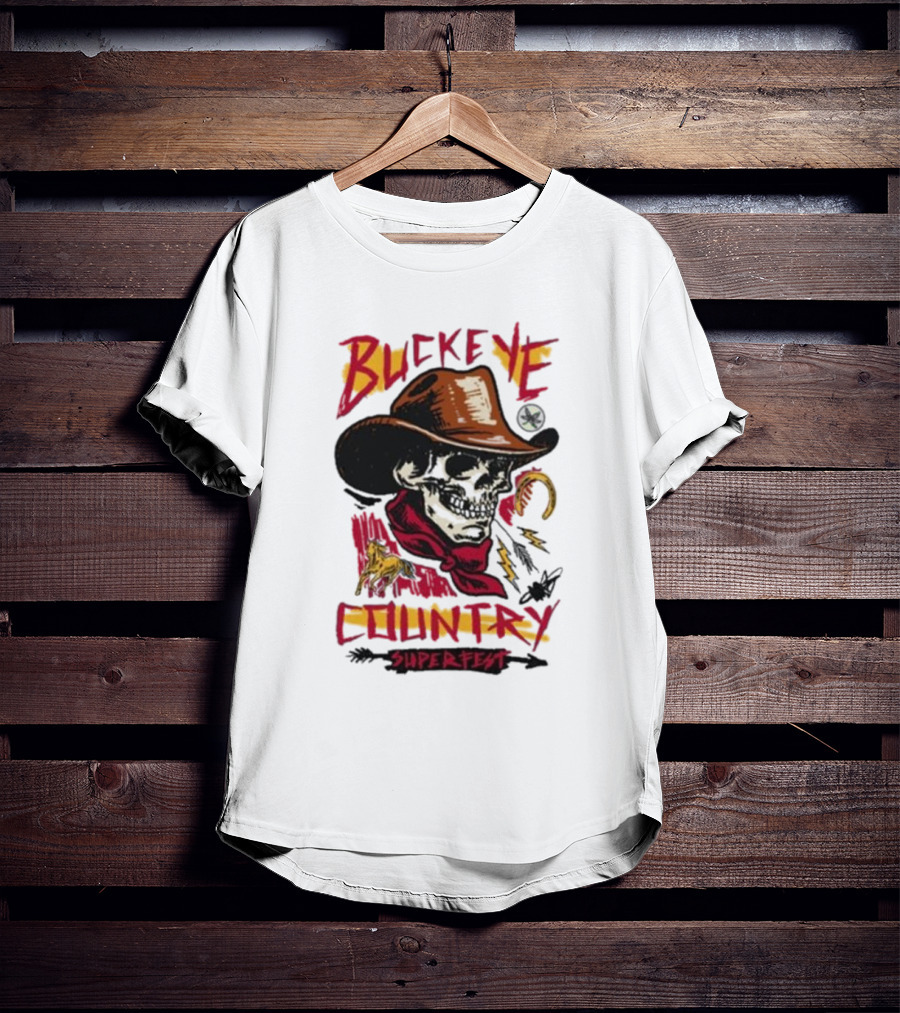 Buckeye Country Superfest Skeleton Cowboy With Horse And Lasso T-Shirt