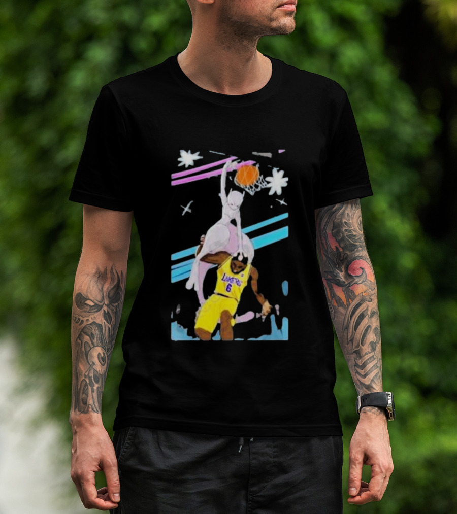 Mewtwo Dunking On Lakers Basketball Star Lebron James T-Shirt