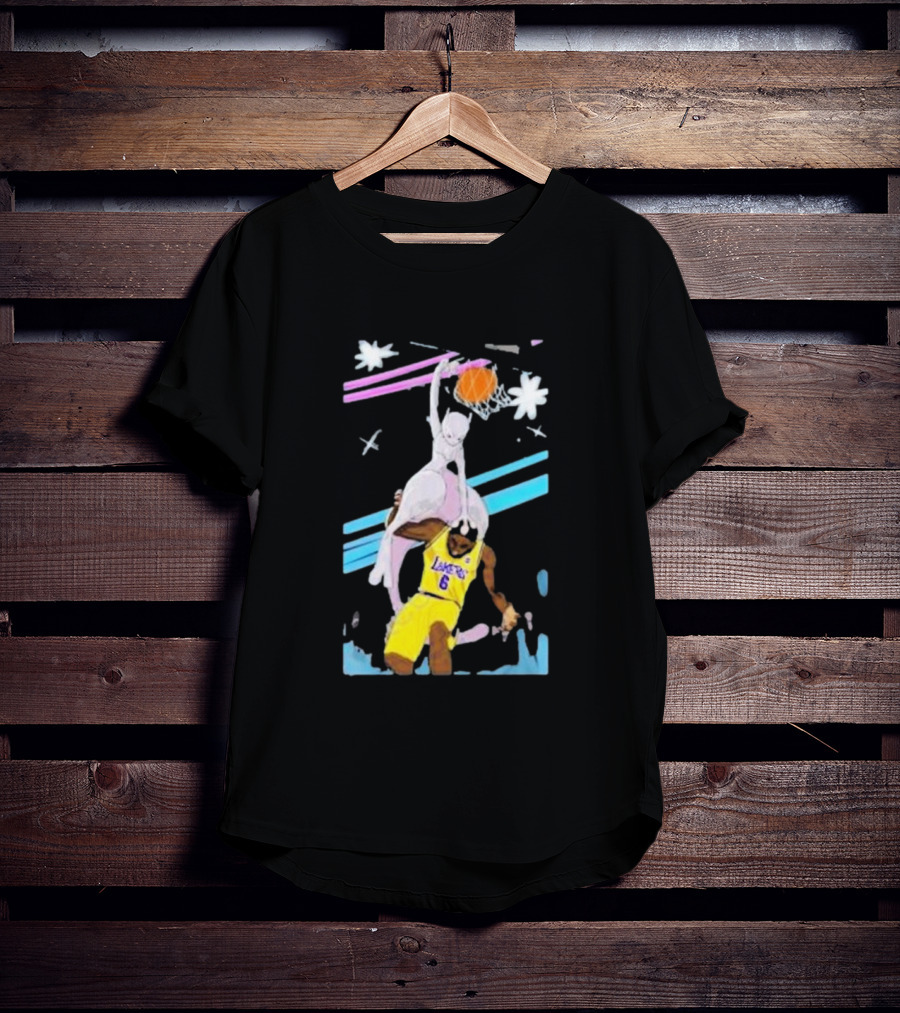 Mewtwo Dunking On Lakers Basketball Star Lebron James T-Shirt