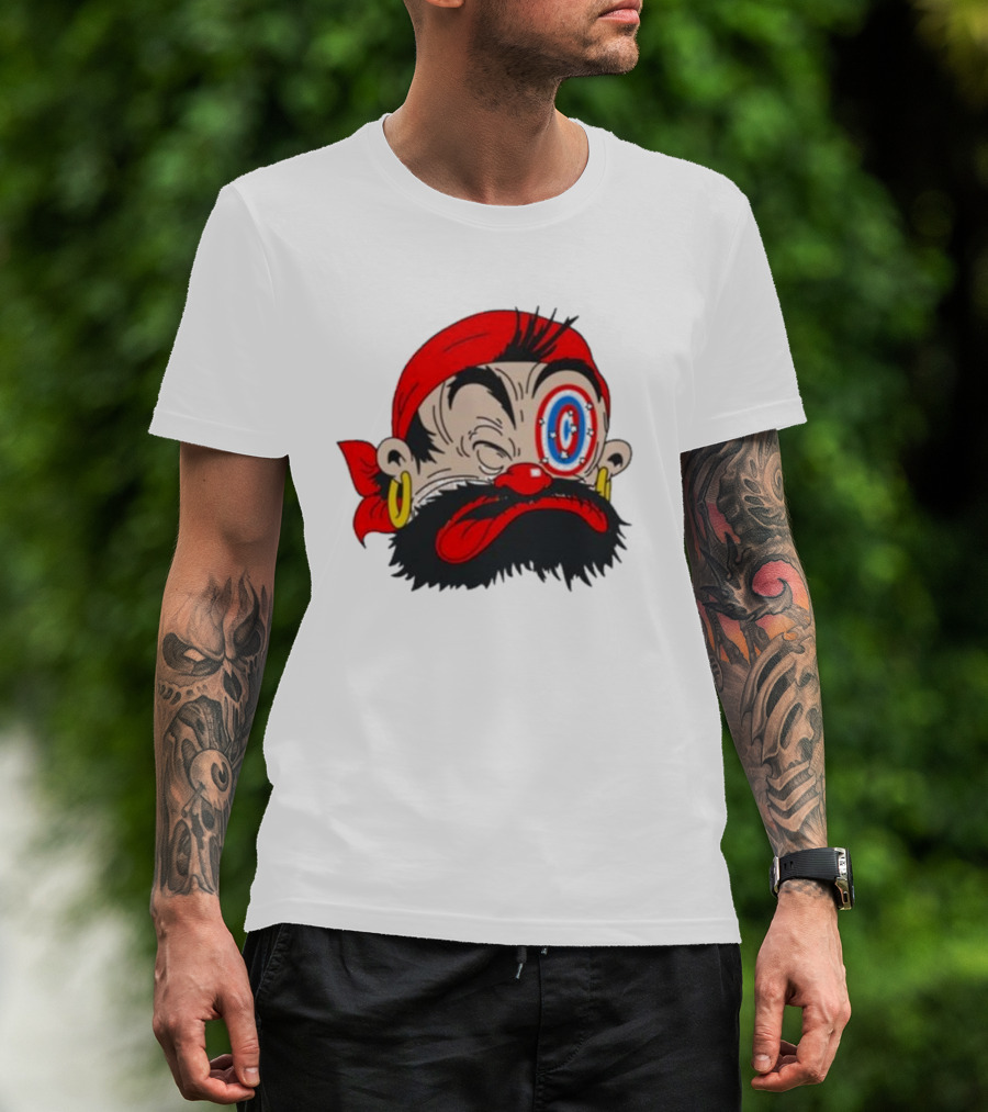 Popeye The Sailor Man Bluto Sindbad Face Close-Up Red Bandana Gold Earrings T-Shirt