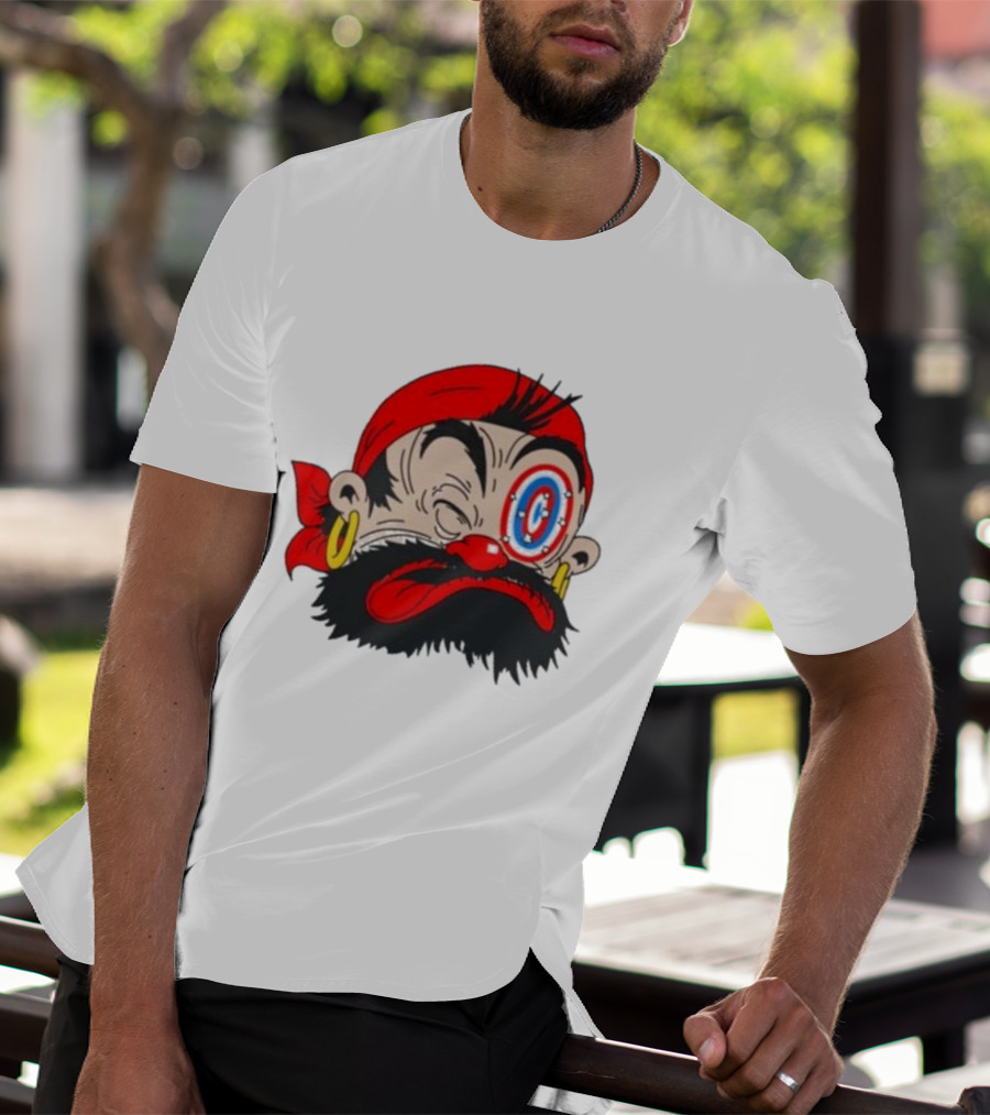 Popeye The Sailor Man Bluto Sindbad Face Close-Up Red Bandana Gold Earrings T-Shirt