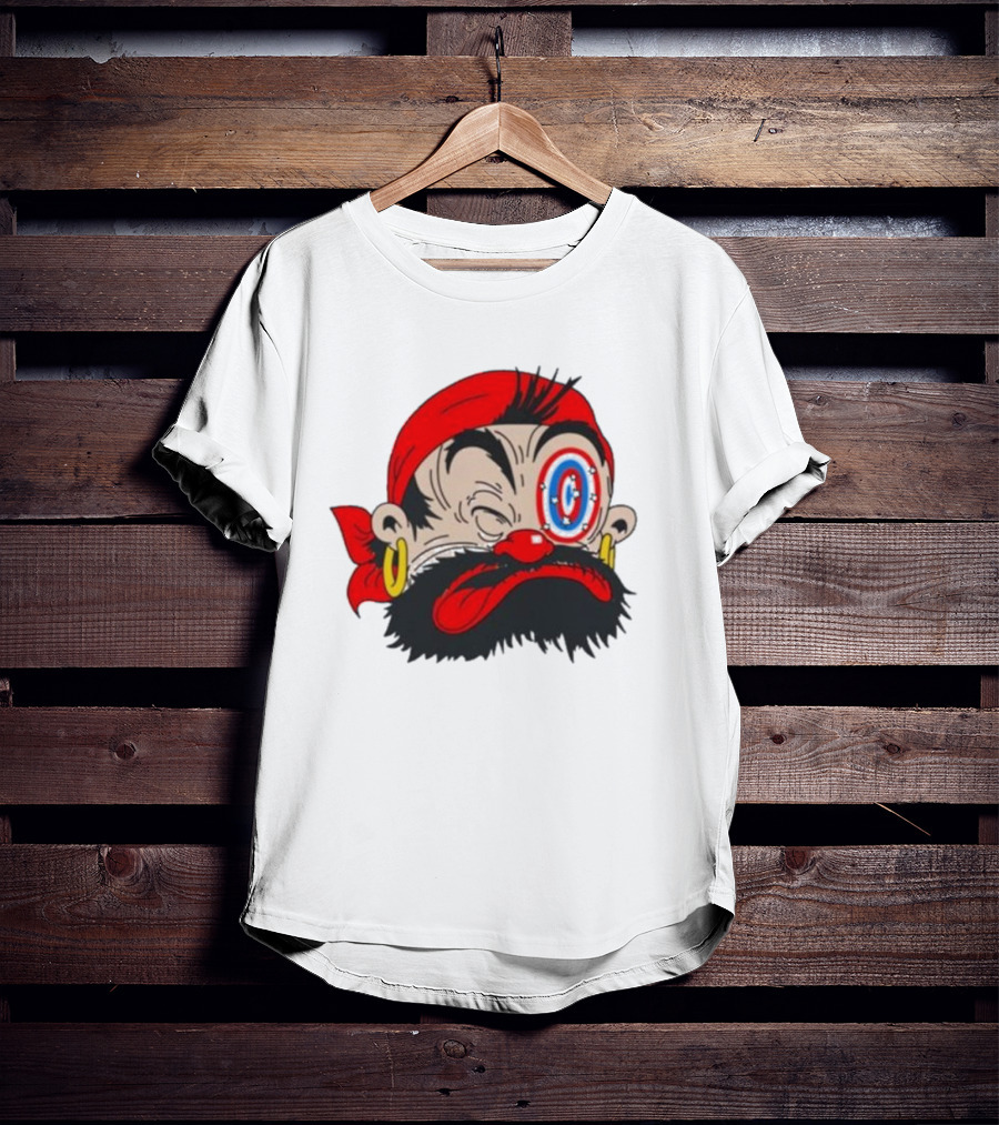 Popeye The Sailor Man Bluto Sindbad Face Close-Up Red Bandana Gold Earrings T-Shirt
