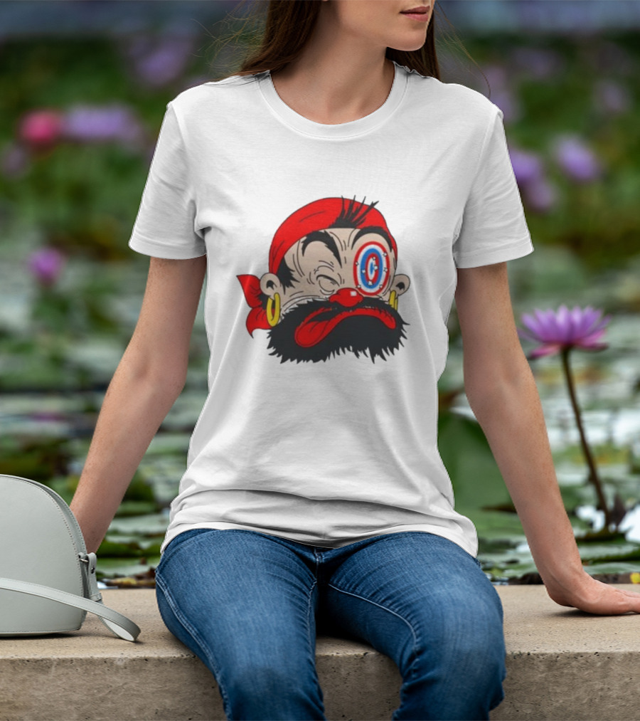 Popeye The Sailor Man Bluto Sindbad Face Close-Up Red Bandana Gold Earrings T-Shirt