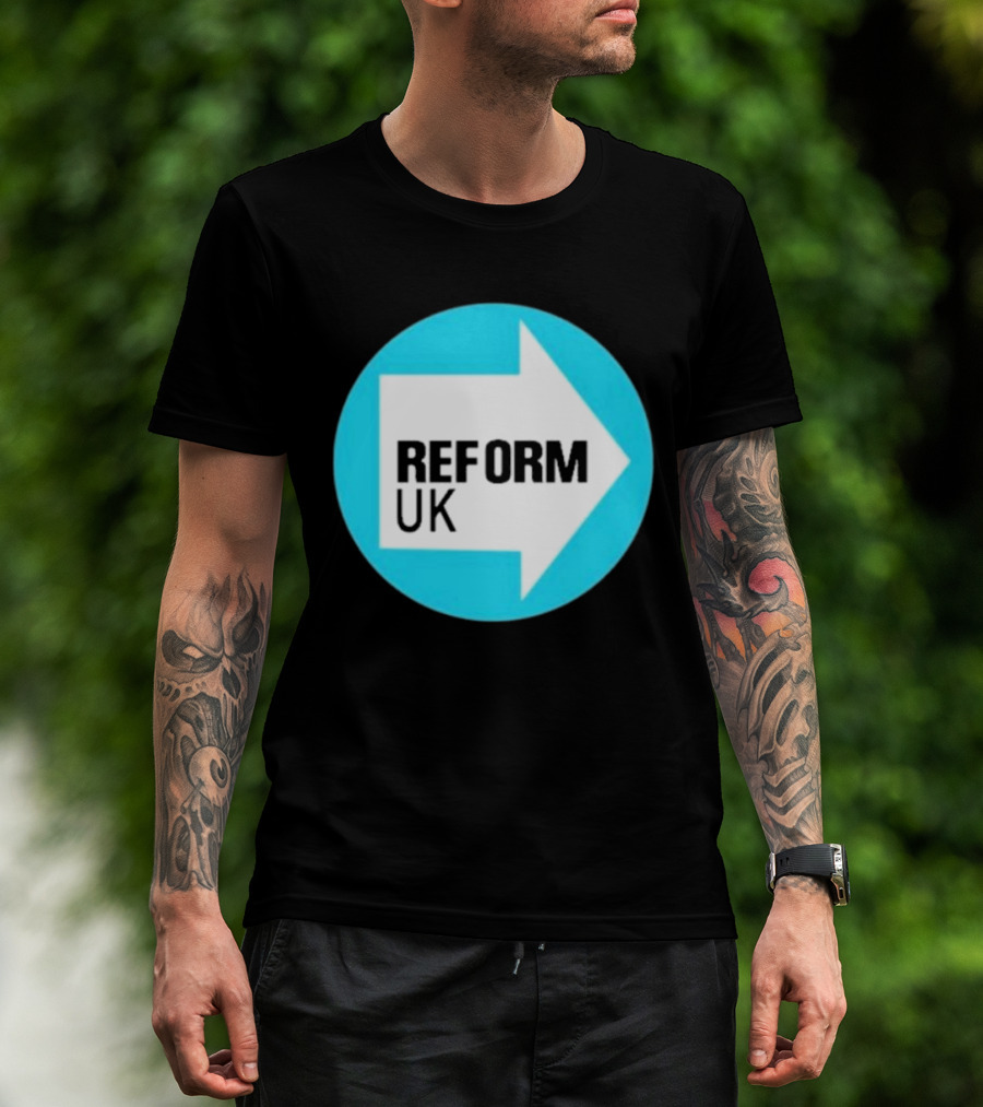 Reform UK Arrow Symbol Blue Circle T-Shirt