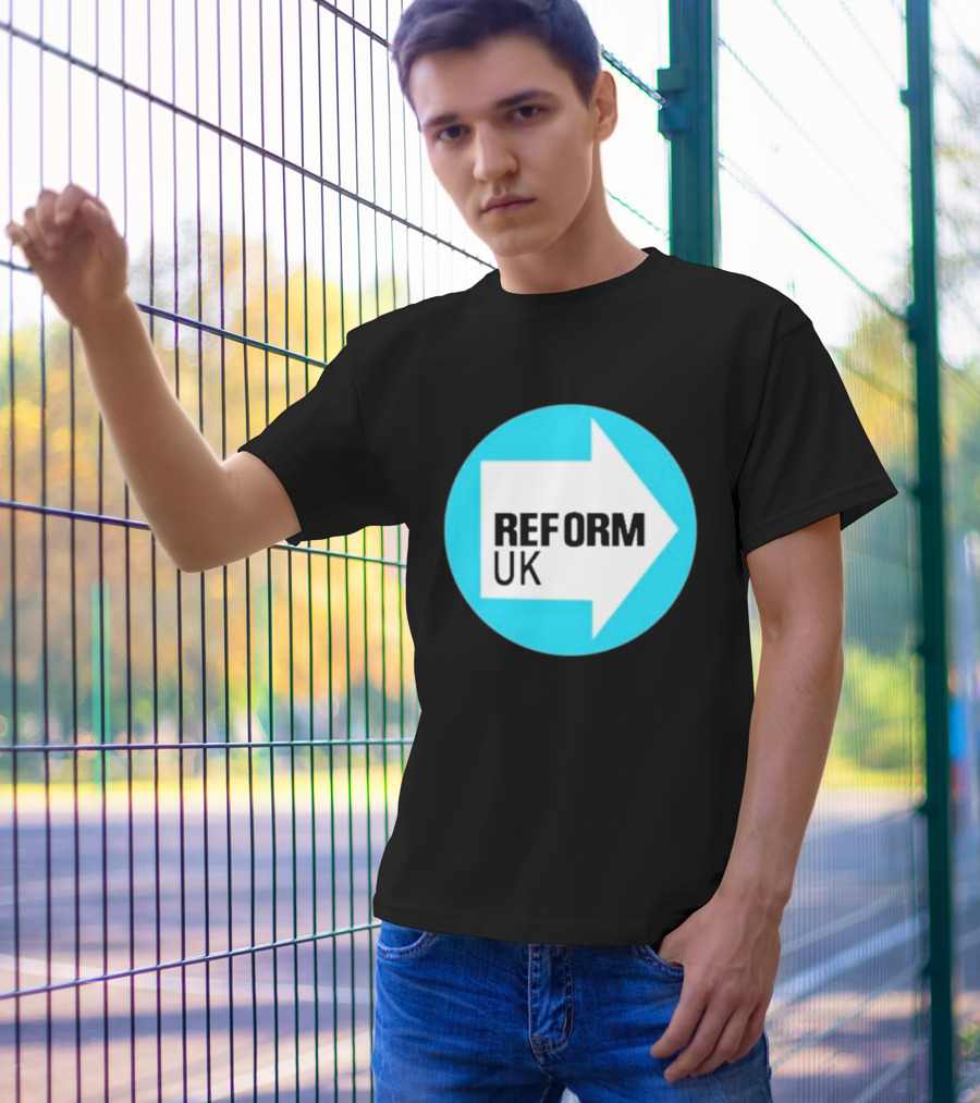 Reform UK Arrow Symbol Blue Circle T-Shirt