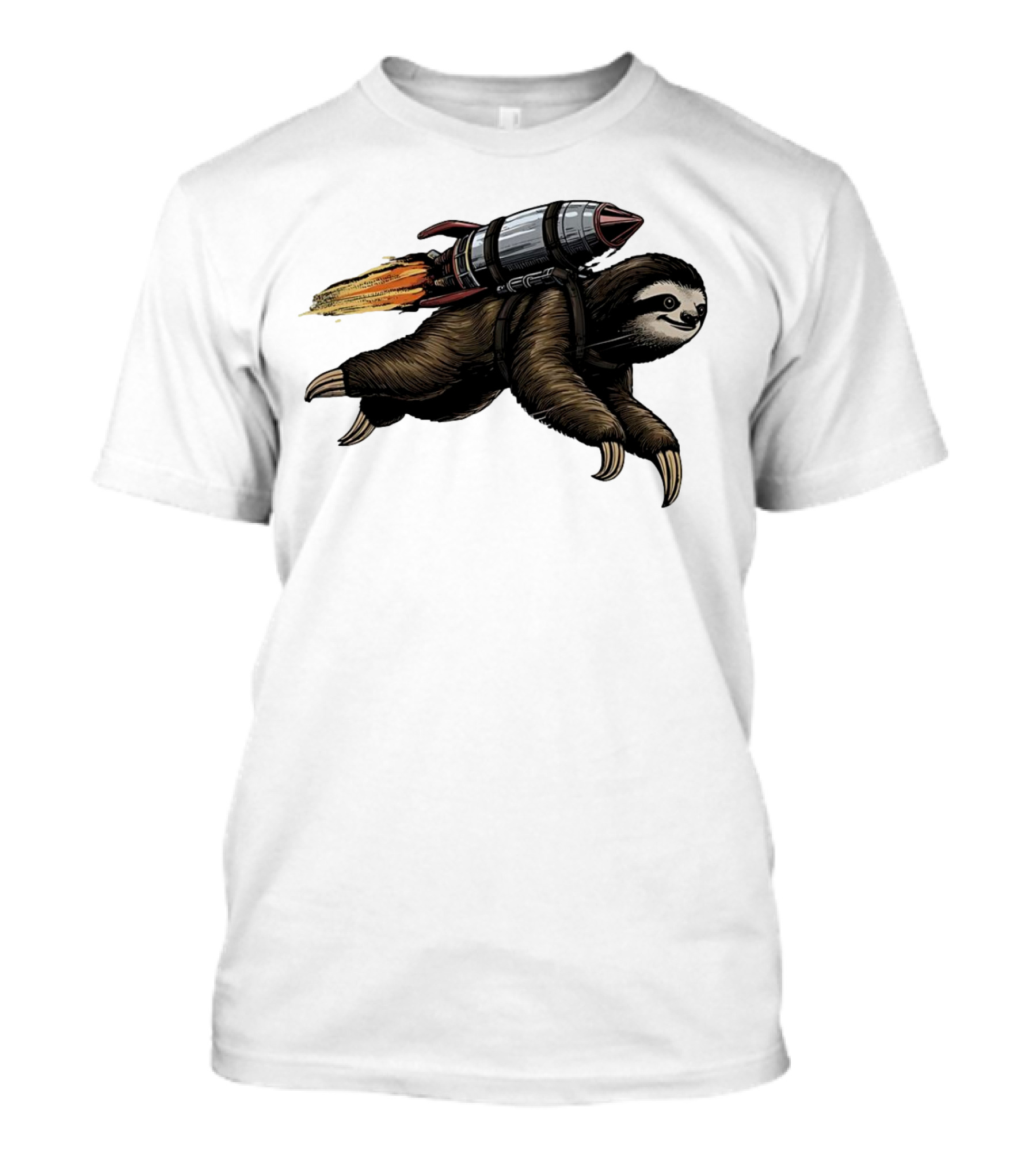 Sloth With Rocket-Powered Jetpack In Flight T-Shirt
