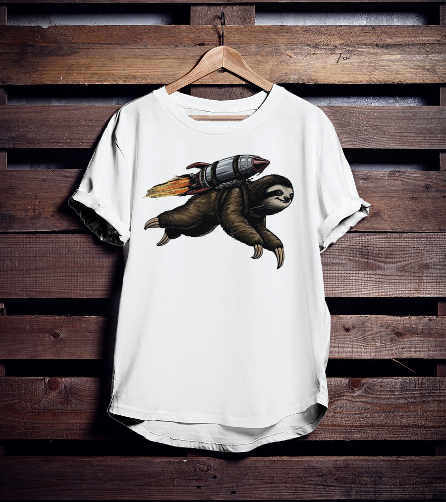 Sloth With Rocket-Powered Jetpack In Flight T-Shirt