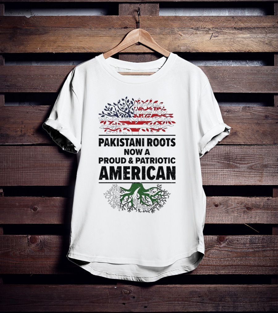 Pakistani Roots With Proud Patriotic American Flag Symbolism T-Shirt