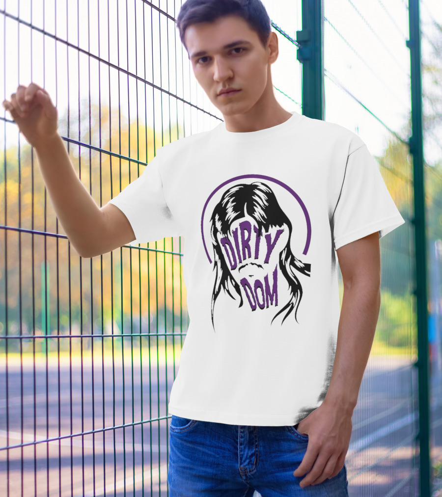 Dirty Dom Mullet Retro Style Black And Purple T-Shirt