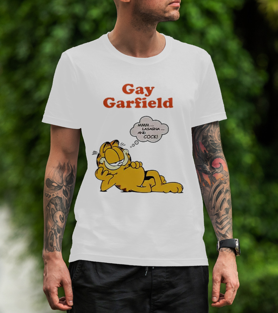 Gay Garfield Mmm Lasagna And Cock Meme T-Shirt