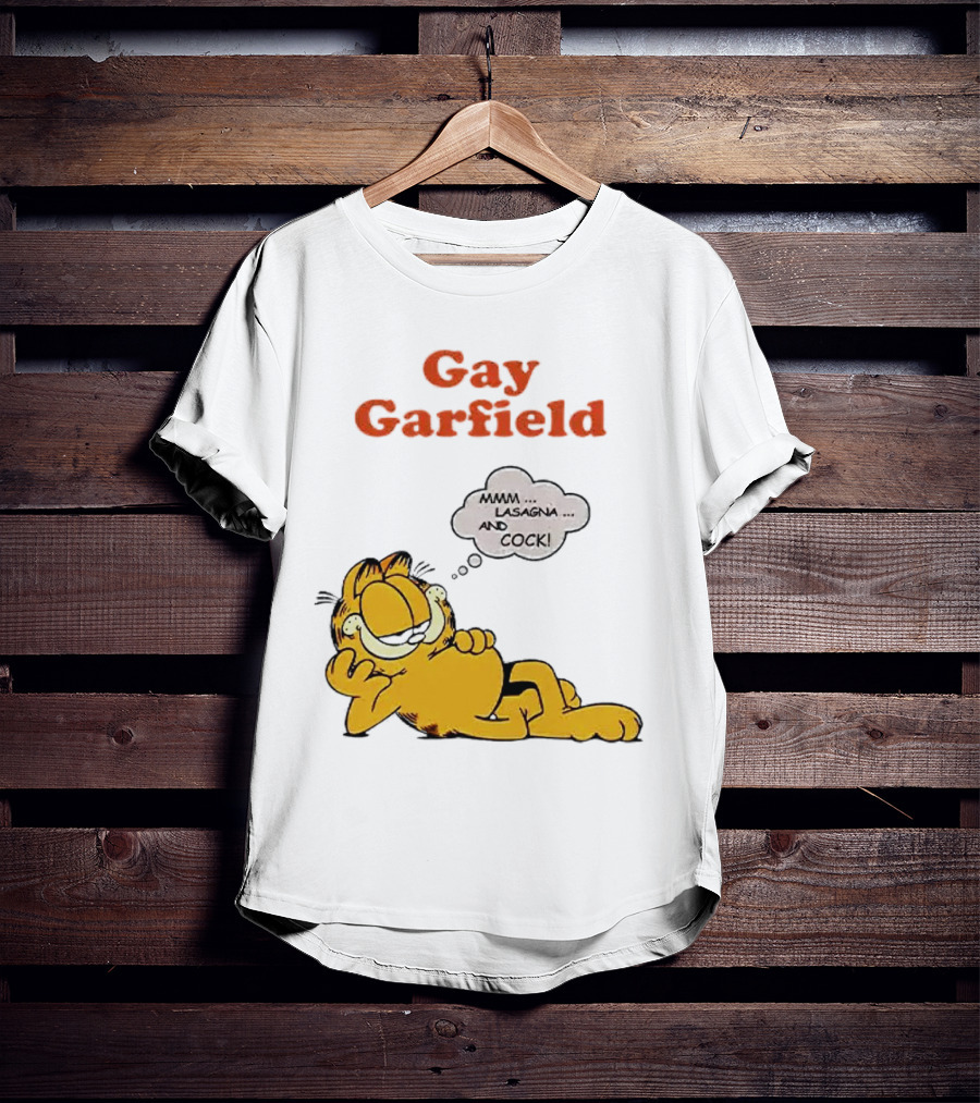 Gay Garfield Mmm Lasagna And Cock Meme T-Shirt