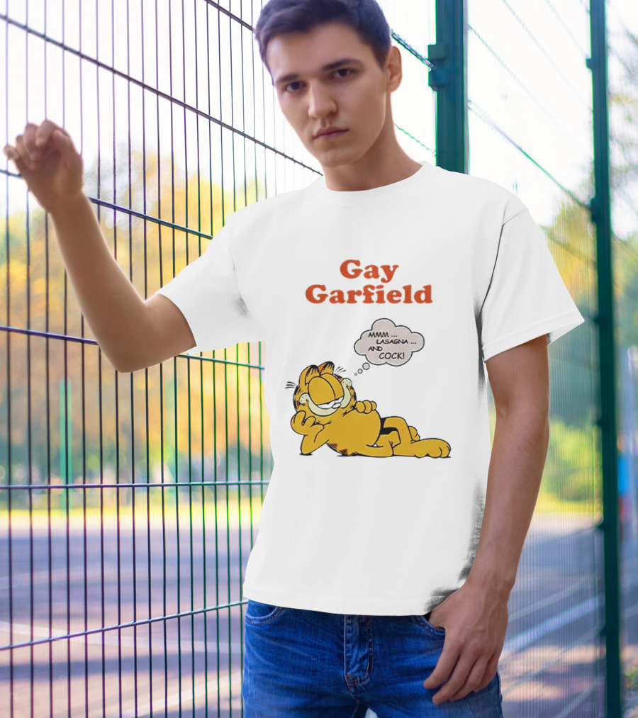 Gay Garfield Mmm Lasagna And Cock Meme T-Shirt