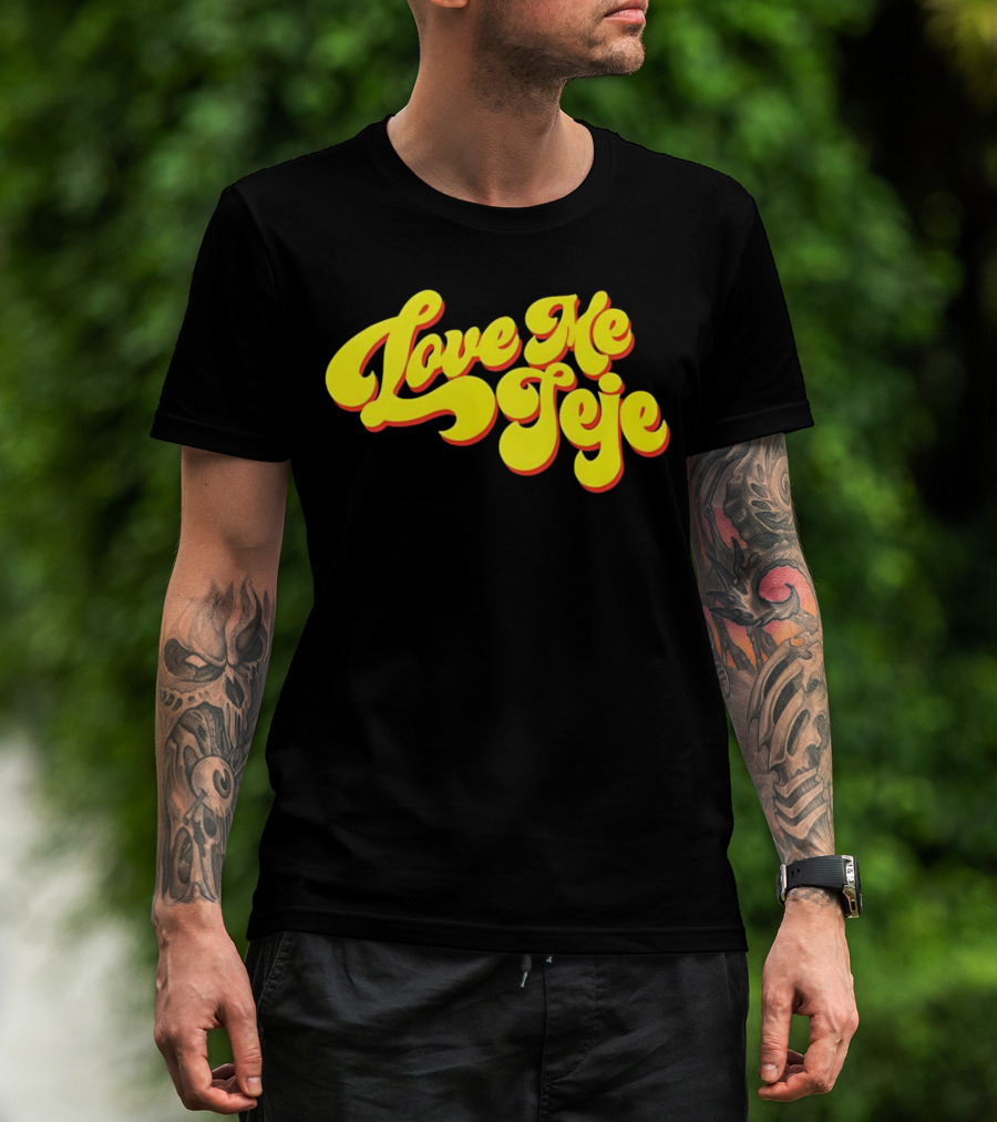 Love Me Jeje Retro Style Text Yellow And Red Groovy Font T-Shirt