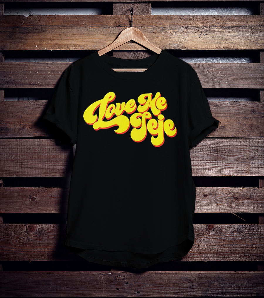 Love Me Jeje Retro Style Text Yellow And Red Groovy Font T-Shirt