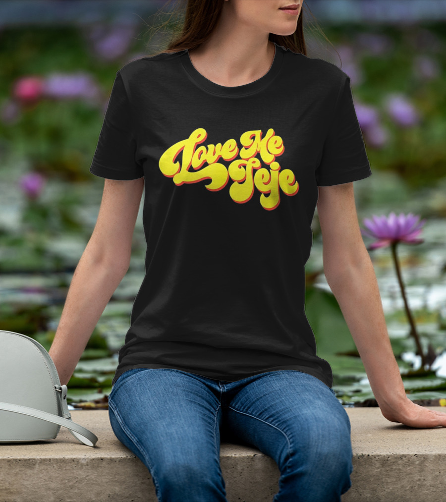 Love Me Jeje Retro Style Text Yellow And Red Groovy Font T-Shirt