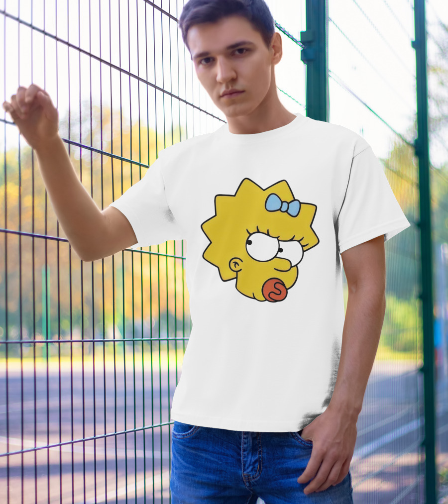 Manicita The Simpsons Maggie Angry Face With Pacifier And Bow T-Shirt