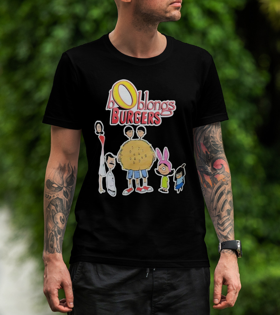Boblongs Burgers Cartoon Characters Holding Burger T-Shirt