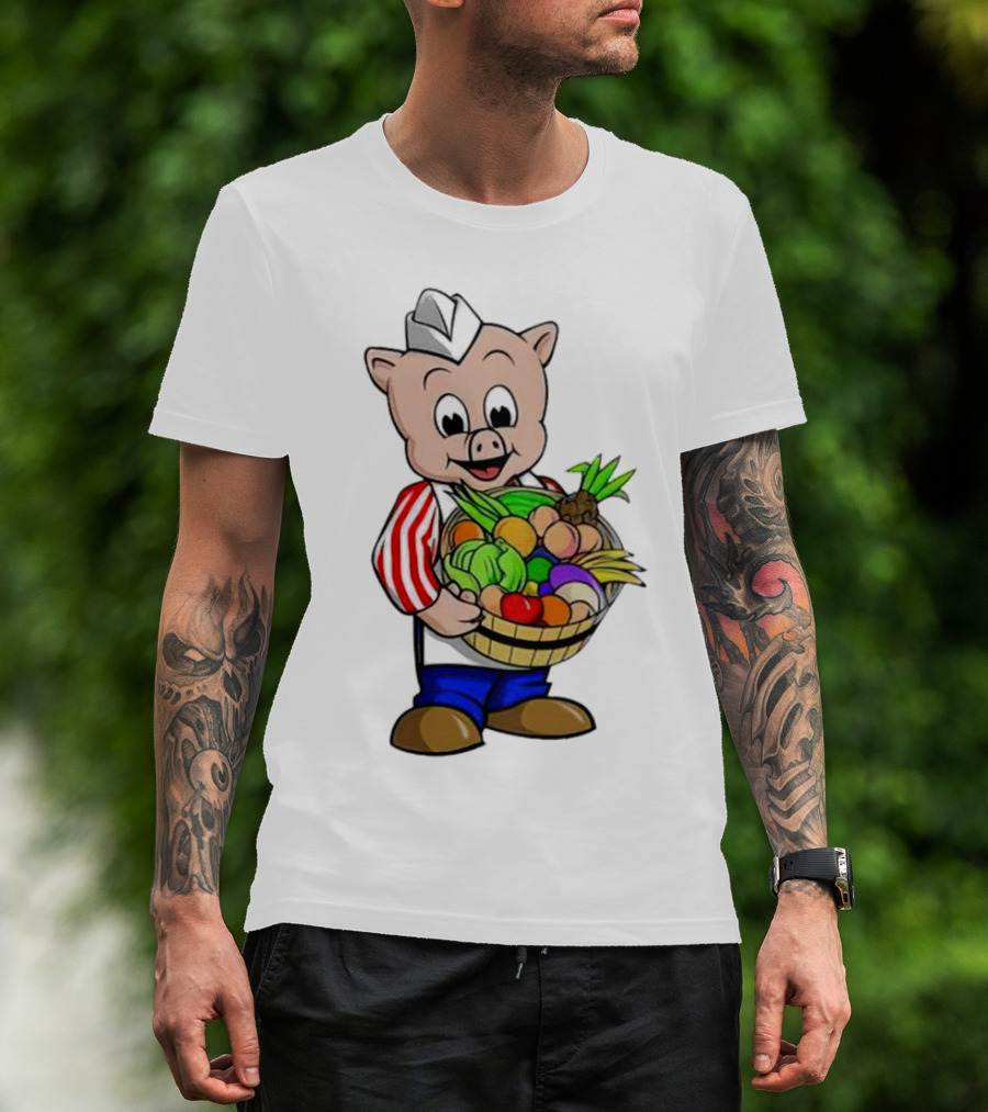 Piggly Wiggly Palmetto Pig With Basket Of Fresh Vegetables T-Shirt