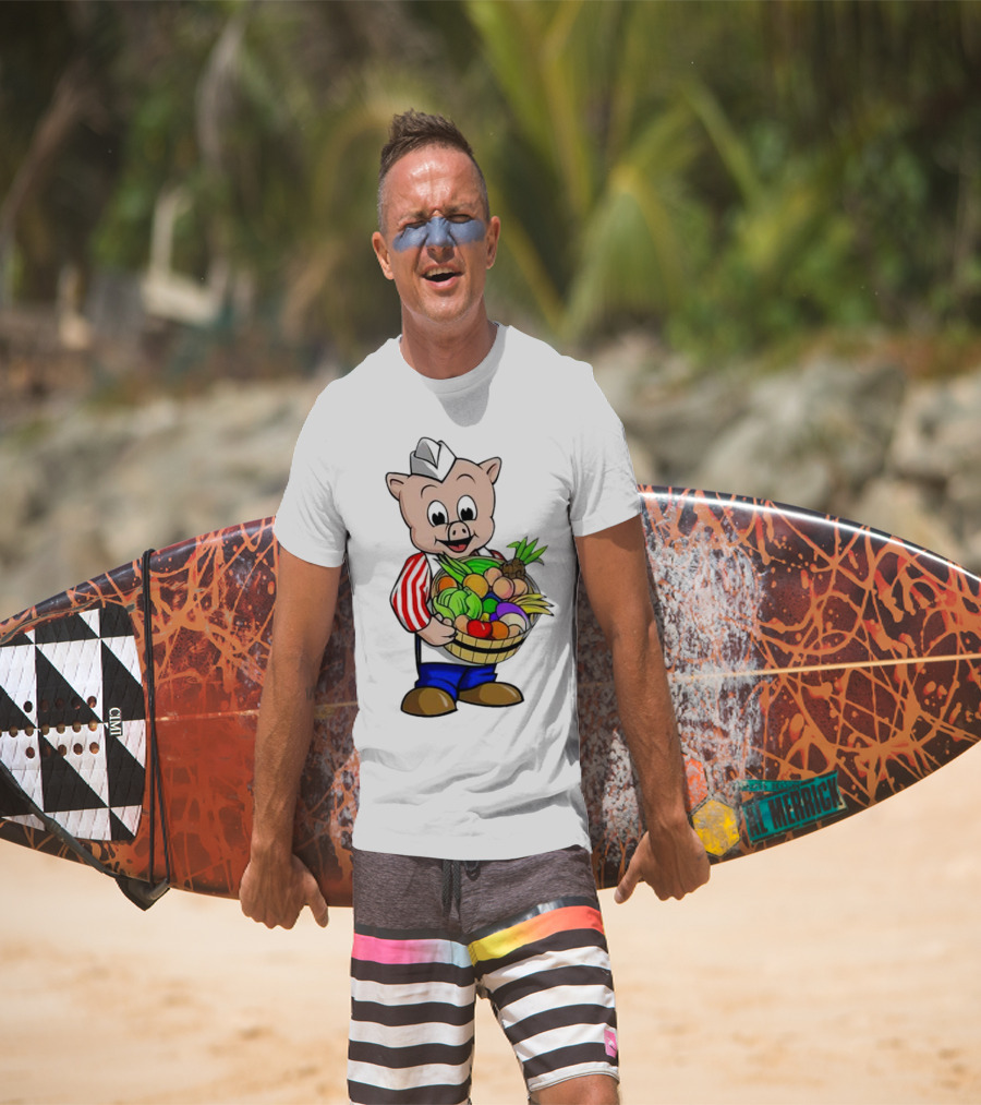 Piggly Wiggly Palmetto Pig With Basket Of Fresh Vegetables T-Shirt