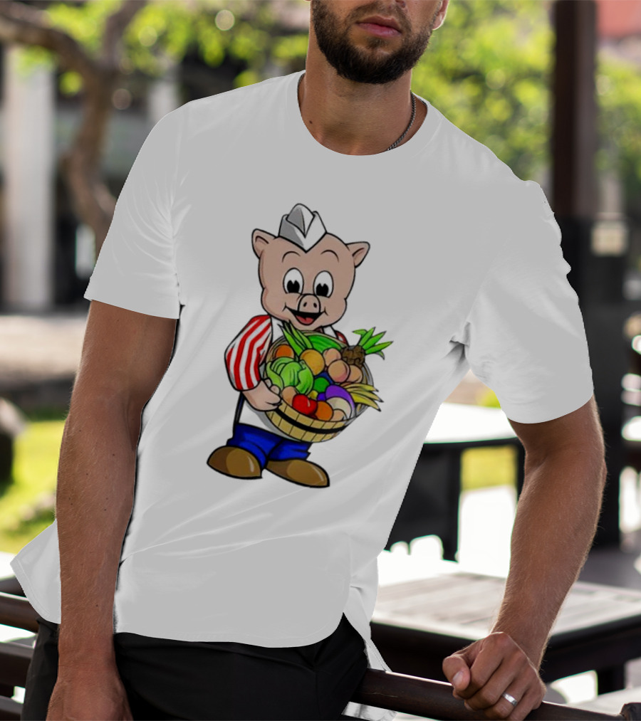 Piggly Wiggly Palmetto Pig With Basket Of Fresh Vegetables T-Shirt