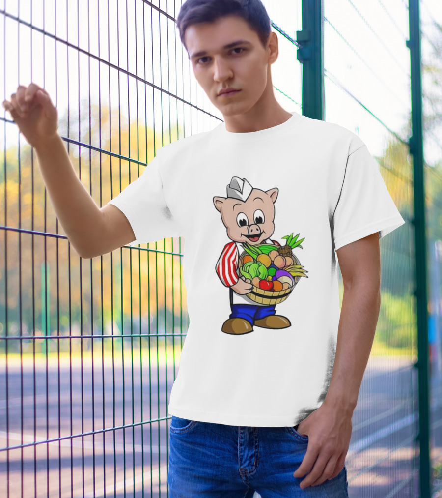 Piggly Wiggly Palmetto Pig With Basket Of Fresh Vegetables T-Shirt