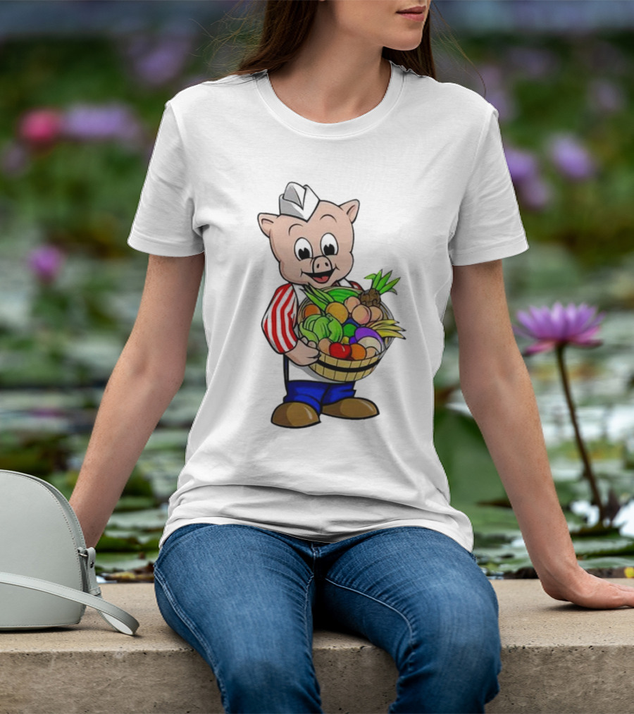 Piggly Wiggly Palmetto Pig With Basket Of Fresh Vegetables T-Shirt